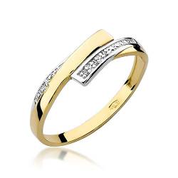 Damen Versprechen Ring Verlobungsring Antragsring 585 14k Gold Gelbgold natürlicher echt Diamanten Brillanten von Lumari Gold