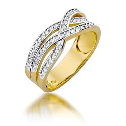 Damen Versprechen Ring Verlobungsring Antragsring 585 14k Gold Gelbgold natürlicher echt Diamanten Brillanten von Lumari Gold