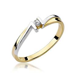 Damen Versprechen Ring Verlobungsring Antragsring 585 14k Gold Gelbgold natürlicher echt Diamanten Brillanten von Lumari Gold