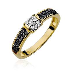 Damen Versprechen Ring Verlobungsring Antragsring 585 14k Gold Gelbgold natürlicher echt Schwarze Diamanten Brillanten von Lumari Gold