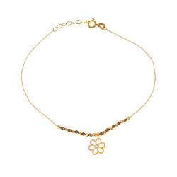 Goldarmband Celebrity 585 14k Gold Gelbgold Kugel Blume Zirkonia Gravur von Lumari Gold