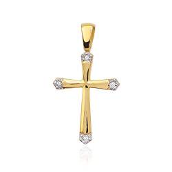 Kreuz Anhänger Gold Gelbgold Weißgold 585 14K Goldanhänger Kettenanhänger Diamanten Brillanten für Damen Jungen von Lumari Gold