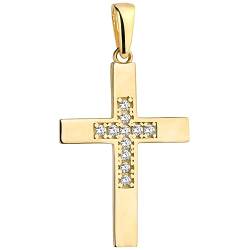 Lumari gold Kreuz Zirkonia Anhänger Gold Gelbgold 585 14K Goldanhänger Kettenanhänger für Damen Mädchen Jungen Kinder von Lumari gold