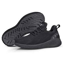 Lumeiy Damen Walking Fashion Schuhe -Slip On Schwarz Sneakers Sport Jogging Tennisschuhe Bequeme atmungsaktive Casual Gestrickte Mesh Schuhe für Fitnessstudio, Leichtathletik, 40 EU, FFS13BB1 von Lumeiy