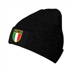 LumiLa Italia Italien Italienische Flagge Herren & Damen Beanie Mütze Wintermütze Strickmütze Skullies Cap Schwarz von LumiLa