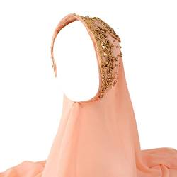 LumiSyne Chiffon Hijab Für Muslimische Damen Einfarbiger Jersey Hijab Mit Gold Glitzert Perlen Weich Kopftuch Wrap Langer Schal Halstuch Volle Abdeckung Turban Khimar von LumiSyne