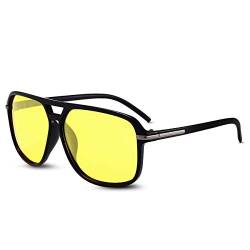 LumiSyne Herren Gelbe nachtsichtbrille Polarisiert Sonnenbrille Ultra Leicht Doppelte Brücke Quadratische Sonnenbrille UV 400 Schutz Sport im Freien Brillen Geschenkbox von LumiSyne