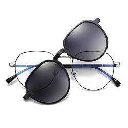 LumiSyne Magnetisch Polarisierte Clip Auf Sonnenbrillen Transparente Brillen Abnehmbare Sonnenbrille UV400 Ersetzbar Durch Eine Myopie Kurzsichtig Brille Verschreibungspflichtige Brillen Sonnenbrille von LumiSyne