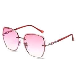 LumiSyne Randlos Sonnenbrille Damen Diamant Schneiden Transparente Verlaufsgläser Strasssteine Verziert Rahmen UV400 Übergroß Sonnenbrille Rahmenlos(Rosa) von LumiSyne