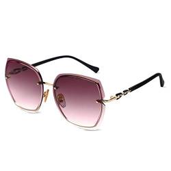 LumiSyne Randlos Sonnenbrille Damen Diamant Schneiden Transparente Verlaufsgläser Strasssteine Verziert Rahmen UV400 Übergroß Sonnenbrille Rahmenlos(Violett) von LumiSyne