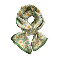 LumiSyne Seidenschal Damen Schmaler Blume Blätter Gedruckt Bunte Gemälde Muster Satin Skinny Lange Halstuch Leicht Seidentuch Dekorative Bandana Kopfschmuck Stirnbänder Haarband Ribbon von LumiSyne