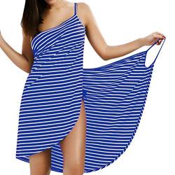 LumiSyne Strandkleider Damen Bikini Badeanzüge Cover Ups Ärmellos Wickelrock Sexy V Ausschnitt Strandponcho Mode Streifen Pareos Lose Stil Strandrock Große Größe von LumiSyne