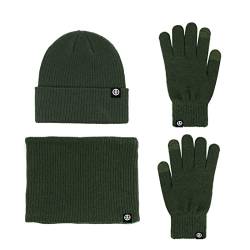 LumiSyne Winter 3 In 1 Mütze Schal Handschuh Sets Für Herren Damen Einfarbig Beanie Strickmütze Touchscreen Handschuhe Halswärmer Mit Thermisch Fleece Futter Kaltes Wetter Warme Sets von LumiSyne