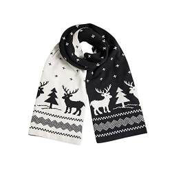 LumiSyne Winter Gestrickte Schals Damen Doppelseitige Christmas Schals Fair Isle Rentier Schneeflocken Weiche Warme Lang Schals Stola von LumiSyne