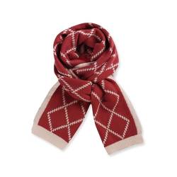 LumiSyne Winter Gestrickte Schals Für Damen Herren Reversible Weihnachten Schal Doppelseitig Zweifarbig Vintage Diamant Karo Muster Lange Halstuch Weiche Warm Schal Kragen Rot Schal 180×29cm von LumiSyne