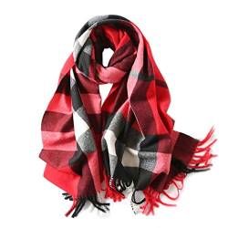 LumiSyne Winter Senior Plaid Kaschmir Schal Mit Quasten Für Damen Herren Übergroßer Tartan Stola Klassisches Karomuster Weiche Und Verdickte Pashmina Kariert Schal von LumiSyne