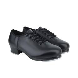 Jazz Stepptanz Schuhe Unisex Steppschuhe Tanzschuhe für Stepptanz Full-Sole Leather Tap Shoe Schnürschuhe Atmungsaktiv Niedriger Absatz Ballsaal-Tanzschuhe für Damen Mädchen Erwachsene Unisex von LuminescentDream