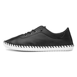 Lunar - Damen Leinenschuhe St Ives, Leder (37 EU) (Schwarz) von Lunar