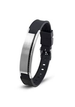 Lunavit Magnetschmuck Armband aus Silikon und Edelstahl mit Carbon für Damen und Herren, schwarzes sportliches Powerarmband, längenverstellbar von Lunavit