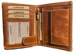 Lundholm Herren Leder Geldbörse mit RFID-Schutz Echtleder Geldbeutel Portemonnaie Geldbeutel für Männer I Brieftasche Wallet | Lundholm Sundsvall (10x13x2.5 cm, Cognac) von Lundholm