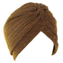 Lunji Funkeln Frauen Muslimische Kopftuch Turban-Hüte Turbanmütze Kopfbedeckung Schlafmütze für Haarverlust, Chemo, Krebs Cap Chemotherapie (Golden) von Lunji