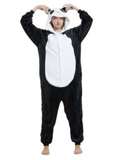Einhorn Kostüm Pyjamas Tierkostüm Schlafanzug Verkleiden Cosplay Kostüm zum Karneval Fasching Flanell Warm (L: für Höhe 168-177 cm, Panda) von Luojida