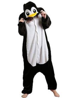 Luojida Pyjama, Damen, Kigurumi, Plüsch, Panda, warm und bequem, Fleece, Einteiler, weich, mit Kapuze, für Erwachsene, Cosplay, Anime, Unisex, Pinguini, Large von Luojida