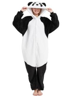 Luojida Pyjama für Damen und Herren, Pyjama, Onesies, Cosplay, Kostüm, Halloween, Erwachsene, Pyjama, Pilu, warm und weich, mit Taschen, für Karneval, Halloween, Weihnachten, Neujahr, Panda, Small von Luojida