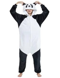 Schlafanzug, Damen, Kigurumi, Plüsch, Panda, warm und bequem, Winter, Fleece, Einteilig, weich, mit Kapuze, Kostüm für Erwachsene, Thermo, Onesie, Weihnachten, Familie, Cosplay, Panda-2., Small von Luojida