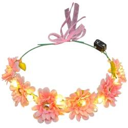 Luojuny Leuchtender Haarschmuck für Mädchen, leuchtender Kranz, leuchtendes Stirnband, LED-Blumengirlande, Haarschmuck für Frauen und Mädchen Rosa von Luojuny