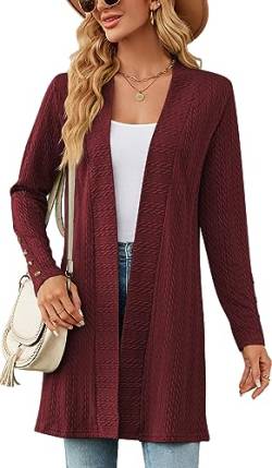 Luotelk Damen Cardigan Langarm Offene Strick Drapiert Lange Strickjacke Lang High Stretchy Strickmantel(S) von Luotelk