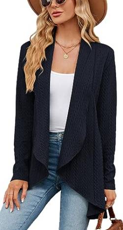 Luotelk Damen Cardigan Langarm Offene Strick Drapiert Lange Strickjacke Lang High Stretchy Strickmantel(XL) von Luotelk