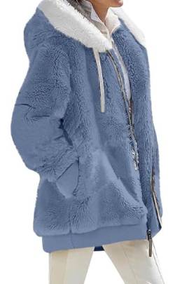 Luotelk Damen Fleecejacke mit Kapuze Plüschjacke mit Taschen Warme Reißverschluss Kapuzenjacke Mode Teddy Herbst Winter Winterjacke(3XL) von Luotelk