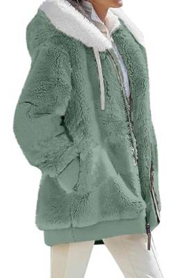 Luotelk Damen Fleecejacke mit Kapuze Plüschjacke mit Taschen Warme Reißverschluss Kapuzenjacke Mode Teddy Herbst Winter Winterjacke(XXL) von Luotelk