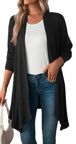 Luotelk Damen Strickjacke Langarm Casual Open Front Strick Drapiert Lange Unregelmäßiger Cardigan Elegant Gestrickt Jacke(L) von Luotelk