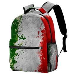 Rucksack mit italienischer Flagge, grün, weiß, rot, Schultaschen für Jungen und Mädchen, leichte Büchertaschen, lässiger Tagesrucksack, Mehrfarbig 1, One size von Luoweisi