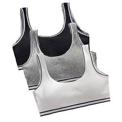 3 Stück Mädchen Baumwolle Sport BH Breite Träger Crop Top Traning BHS ohne Bügel Unterwäsche für Kinder Teenager von Lupy