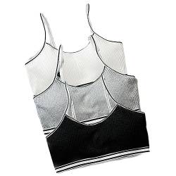 3 Stück Mädchen Baumwolle Sport BH Breite Träger Crop Top Traning BHS ohne Bügel Unterwäsche für Kinder Teenager von Lupy