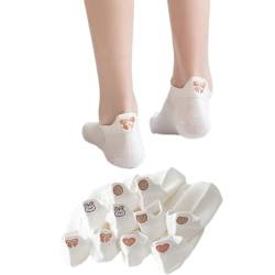 5 Paar Lustige Damen Socken Baumwolle, Mädchen Bunte Socken Komfortabel Niedlich Cartoon kurz Sneaker Socken Frauen Socken von Lupy
