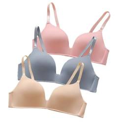 Lupy 3 Stück Sports BH Mädchen Teenager Bustier Soft BH Nahtlose Bra Ohne Bügel Bralette Komfort BH Bequem Yoga BH Top für Damen und Mädchen von Lupy