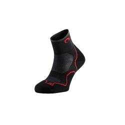 LURBEL Desafio Three Trailrunning-Socken, Anti-Blasen-Socke, geruchshemmend, atmungsaktive Bergsocken, Unisex, für Damen und Herren, schwarz / rot, L von Lurbel
