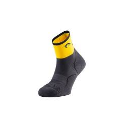 Lurbel Desafio Four Berg Laufsocken Anti Blasen Socke Trail Running Socke Nahtlos Unisex, Dunkel grau/gelb, M von Lurbel