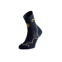 Lurbel Tierra Peregrino, Socke für den Weg von Santiago, atmungsaktive Socken, Anti-Bläschen und geruchshemmende Socken zum Gehen, Unisex, A. Marineblau / Gelb, L von Lurbel