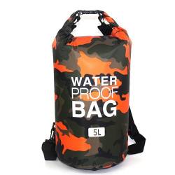 Lurenjia Wasserdichte Tasche, Camouflage, leichter Rucksack für Outdoor-Enthusiasten, ideal zum Schwimmen, Bootfahren, Kajakfahren und Camping (Orange, 5L) von Lurenjia