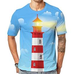 Herren-T-Shirt Leuchtturm T-Shirt Mit Kurzen Ärmeln T-Shirt Mit Rundhalsausschnitt von Lurnise