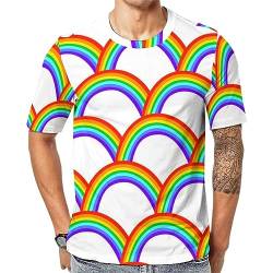 Herren-T-Shirt Regenbogen T-Shirt Mit Kurzen Ärmeln T-Shirt Mit Rundhalsausschnitt von Lurnise