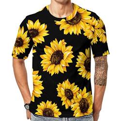 Herren-T-Shirt Sonnenblumen-Muster T-Shirt Mit Kurzen Ärmeln T-Shirt Mit Rundhalsausschnitt von Lurnise