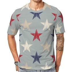 Herren-T-Shirt Sterne-Muster T-Shirt Mit Kurzen Ärmeln T-Shirt Mit Rundhalsausschnitt von Lurnise