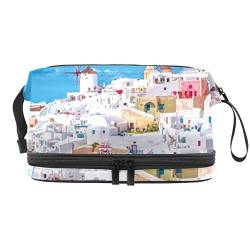Makeup-Reisekoffer Santorini-Insel wasserdichte Reißverschlusstasche Reise-Kosmetik-Organizer Für Frauen von Lurnise