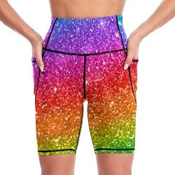 Yogahose Brillanter Regenbogen Tights Damen Leggings Kurz von Lurnise